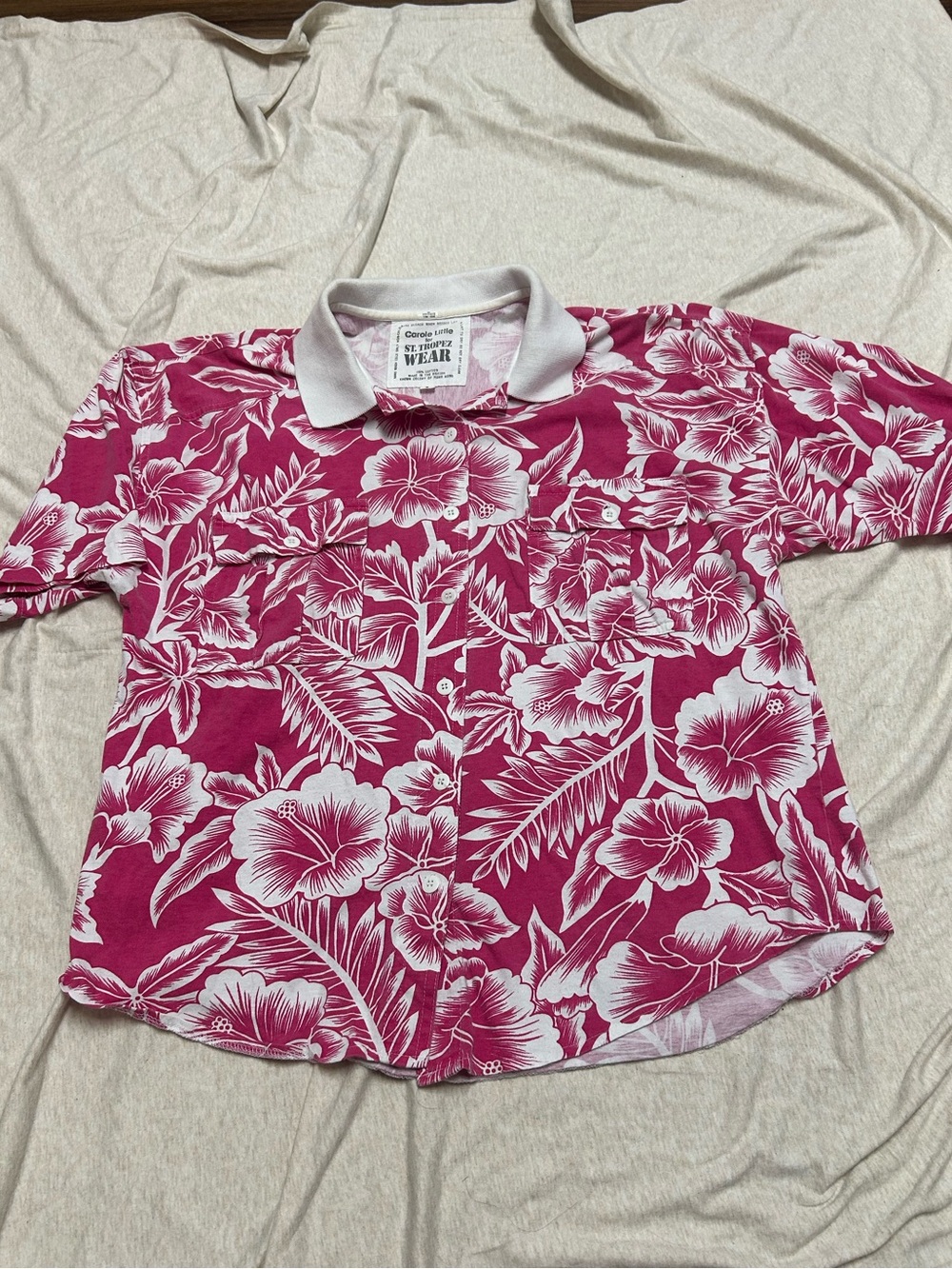 Vintage 80s 90s Carole Little for St. Tropez Wear Cotton Tropical Button Down